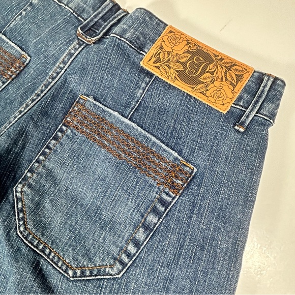 Earl Jeans Shorts Women's 29 Blue Denim Embroidered Pockets Stretch medium wash - Picture 6 of 13